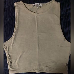 TWO olive green crop tops